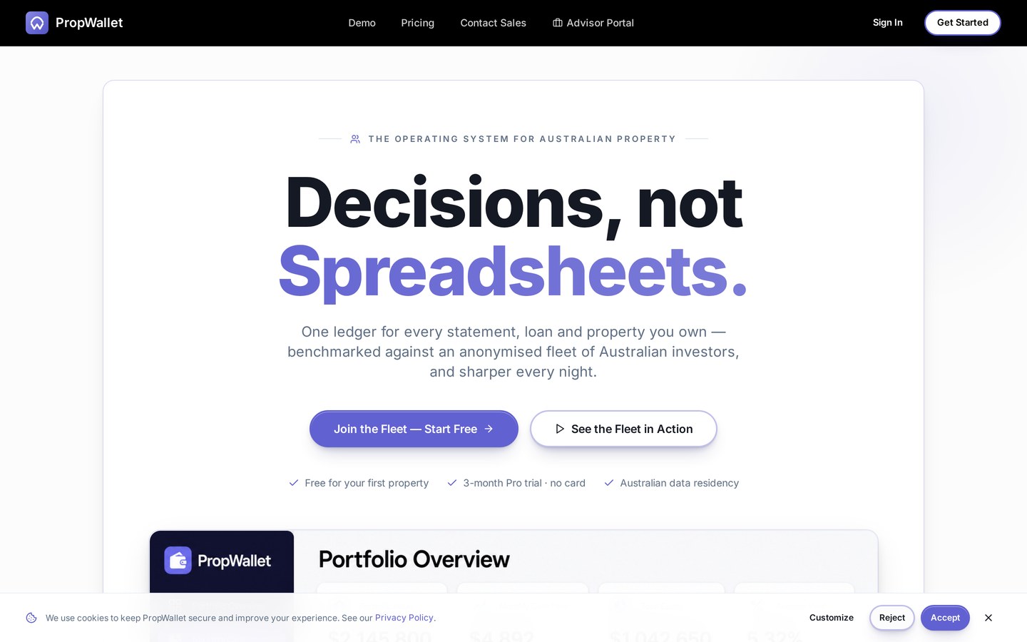 PropWallet — Decisions, not spreadsheets.